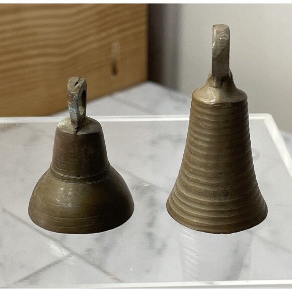 VTG Mid Century Modern 1950s’ HANDMADE BRASS BELLS MADE IN INDIA - Picture 2 of 10